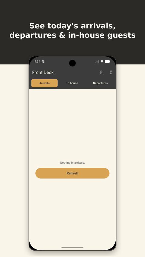 bedsKey Front Desk arrivals, in-house and departures tabs
