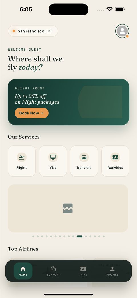 InnoTrip flight search screen