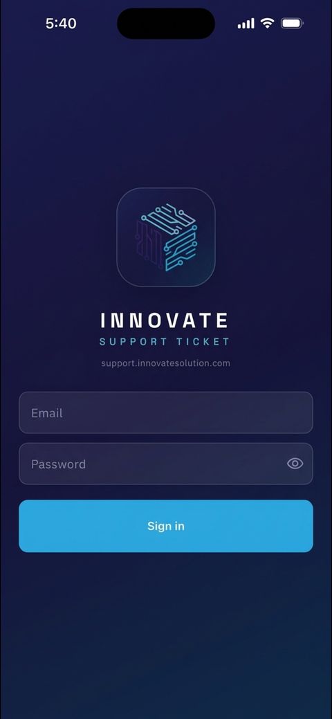 Innovate Ticket agent sign-in screen