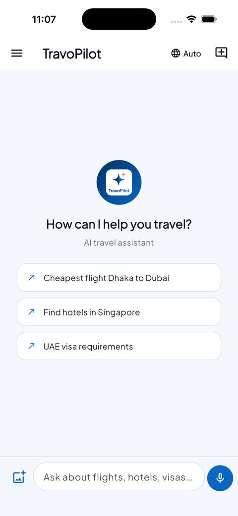 travoPilot AI travel assistant asking how it can help