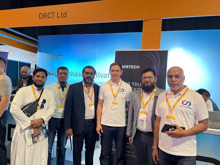 Group photograph at an exhibitor stand at WTM Spotlight Riyadh 2026