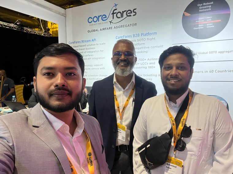 At an airfare aggregator exhibitor stand at WTM Spotlight Riyadh 2026